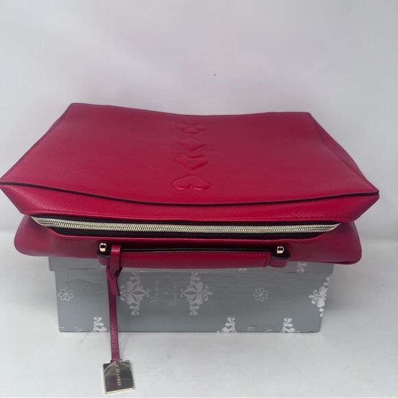 Estee Lauder Cosmetic Train Case Red Faux Leather Card Suits Detail Bag Charm - Picture 2 of 13